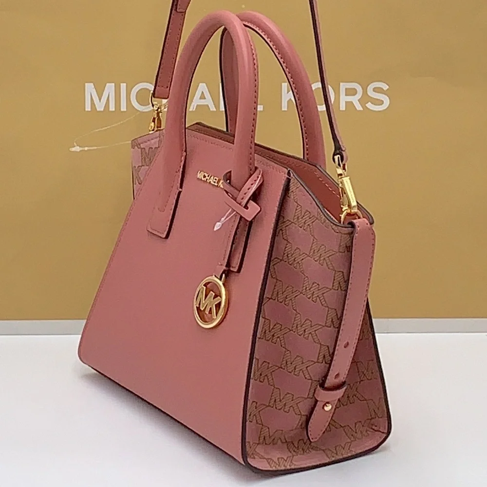 MICHAEL KORS AVRIL SMALL LEATHER TOP ZIP SATCHEL ROSE COLOR - Picture 5 of 16